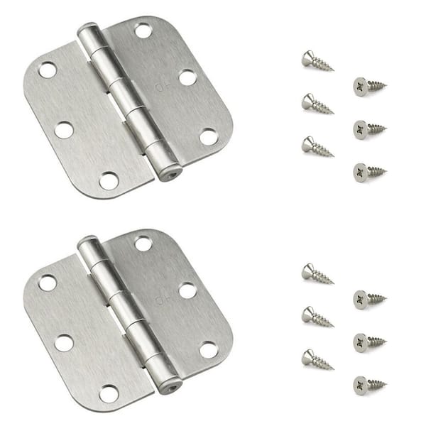 3 in. x 3 in. Brushed Nickel Full Mortise Butt Hinge with Removable Pin (2-Pack)
