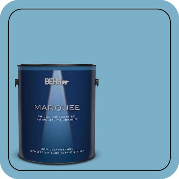 BEHR MARQUEE 1 gal. #M490-4 Frisky Blue One-Coat Hide Satin Enamel Interior Paint & Primer
