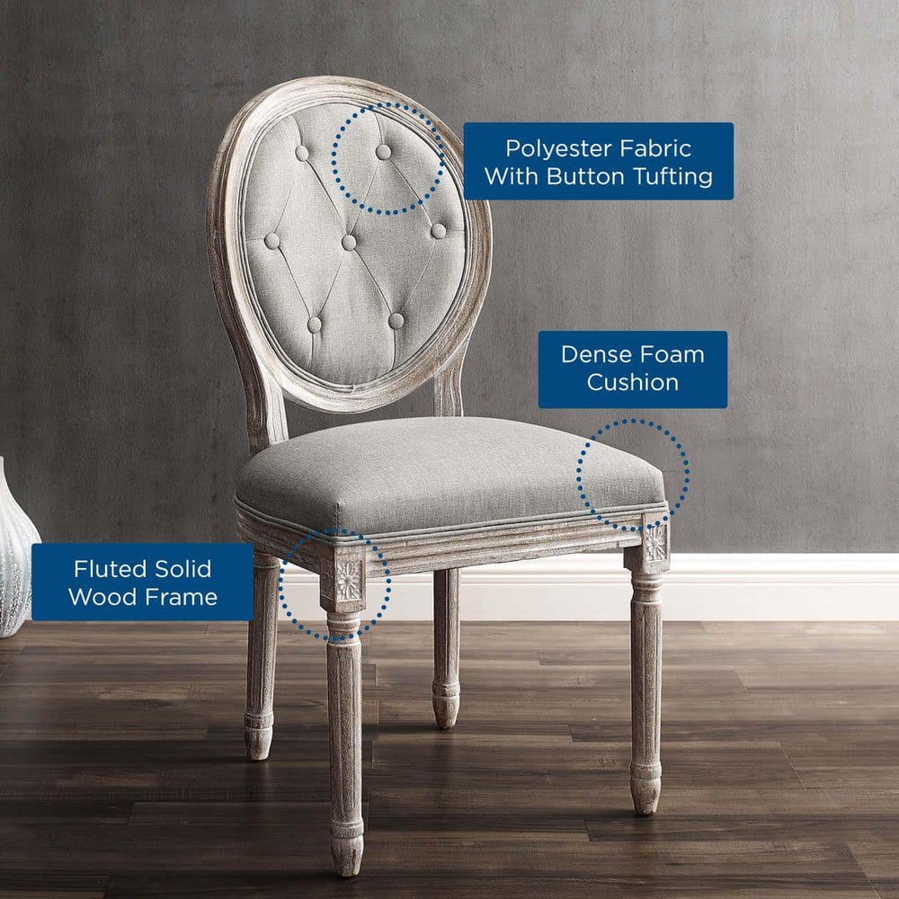 Arise Upholstered Fabric Dining Side Chair (Set of 4) in Light Gray