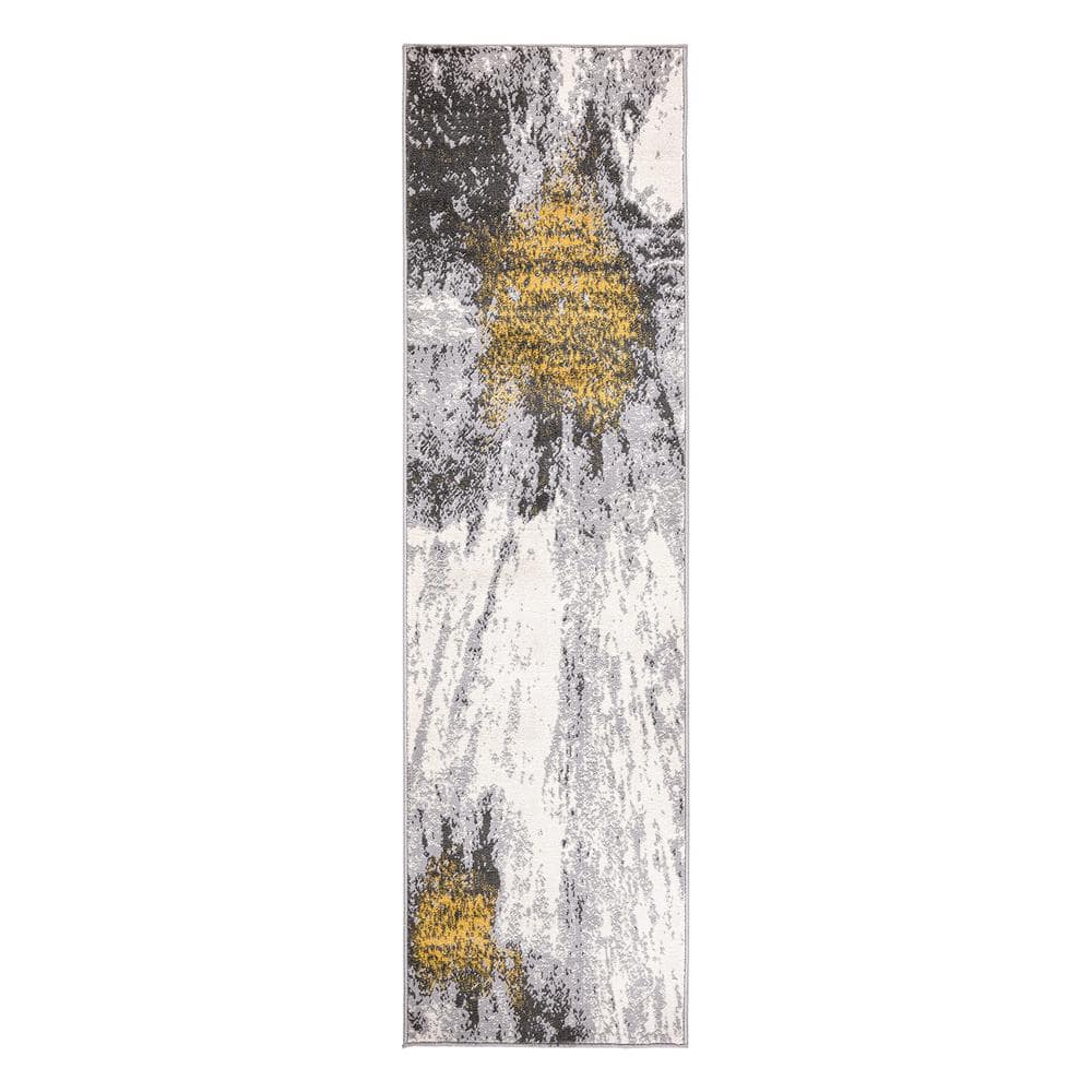 World Rug Gallery Contemporary Modern Abstract Yellow 2 ft. x 7 ft ...