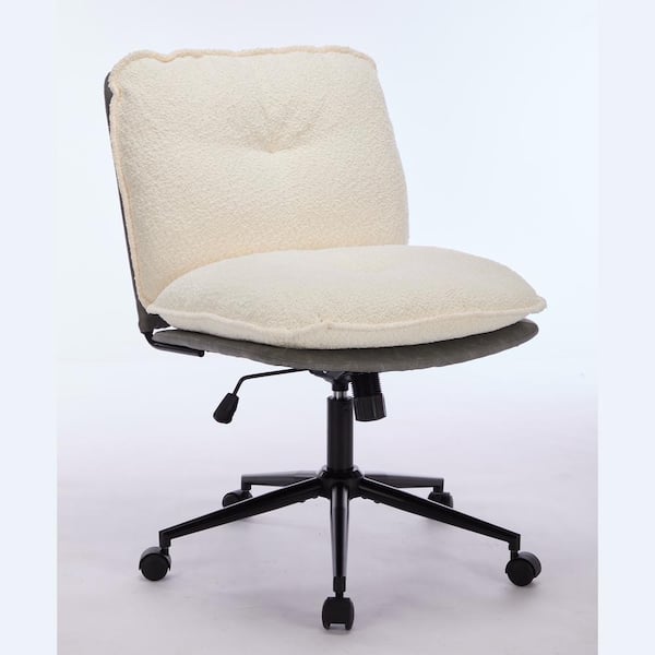 Clihome Metal Adjustable Height Wheels Chair in White