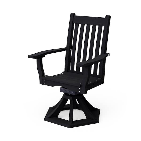 Classic Black HDPE Plastic Outdoor Swivel Dining Arm Chair