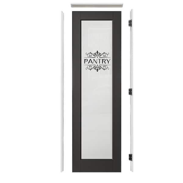24 in. x 80 in. 1-Lite Frosted Glass Left-Hand Black Solid Core Glass Single Prehung Interior Door+ Quick Assemble Jamb