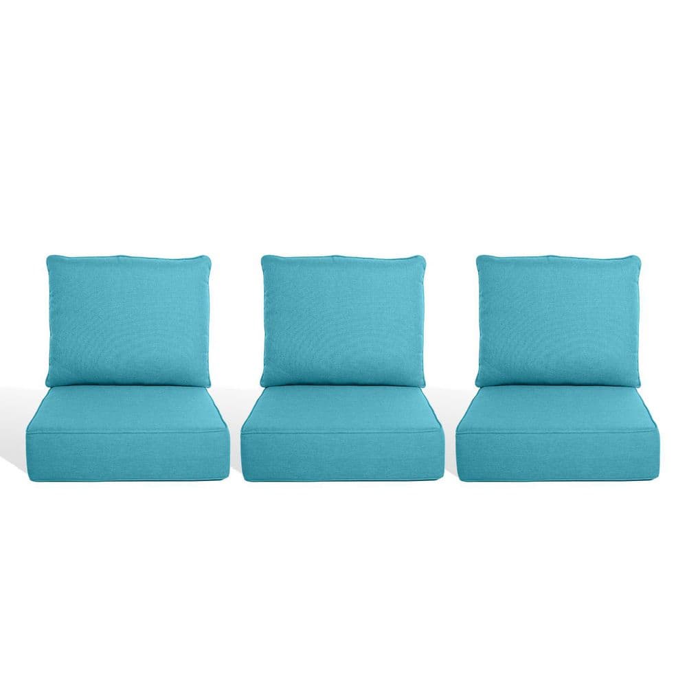 PlushCore 24 in. x 24 in. x 6 in. 6-Piece Deep Seating Outdoor Couch Thick Cushion Set in Light Blue (3-Set) price history on PriceWatchPro
