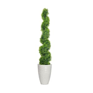70 in. Artificial Spiral Topiary with Indoor and Outdoor Sustainable Planter