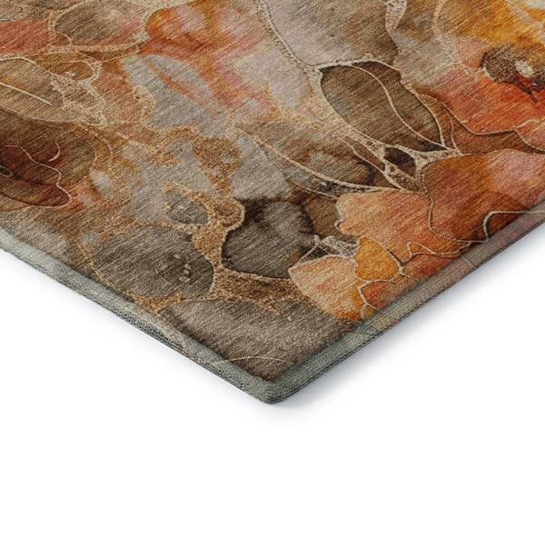 Mayfield Premium Machine Washable Abstract AMF1859 Orange 3 ft. x 5 ft. Area Rug