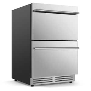 24 in. 180-Can Stainless Steel Built-in Dual Zone Beverage Refrigerator, Touch Panel and 2-Drawer-2.6 cu. ft. capacity