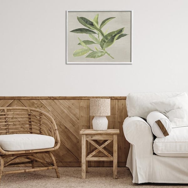 Green Tea Plant Leaf by Lanie Loreth White Framed Nature Giclee Art Print 30 in. x 24 in.