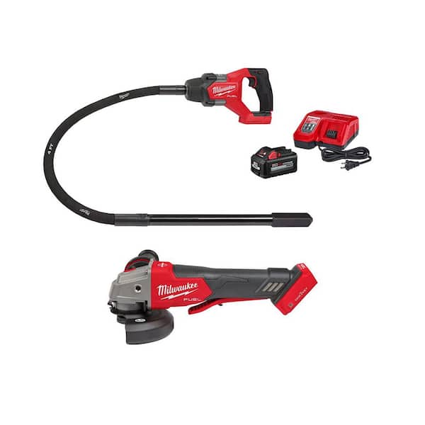 M18 FUEL 18V Lithium-Ion Brushless Cordless 4 ft. Concrete Pencil Vibrator Kit w/ 6.0 Ah Battery & Grinder