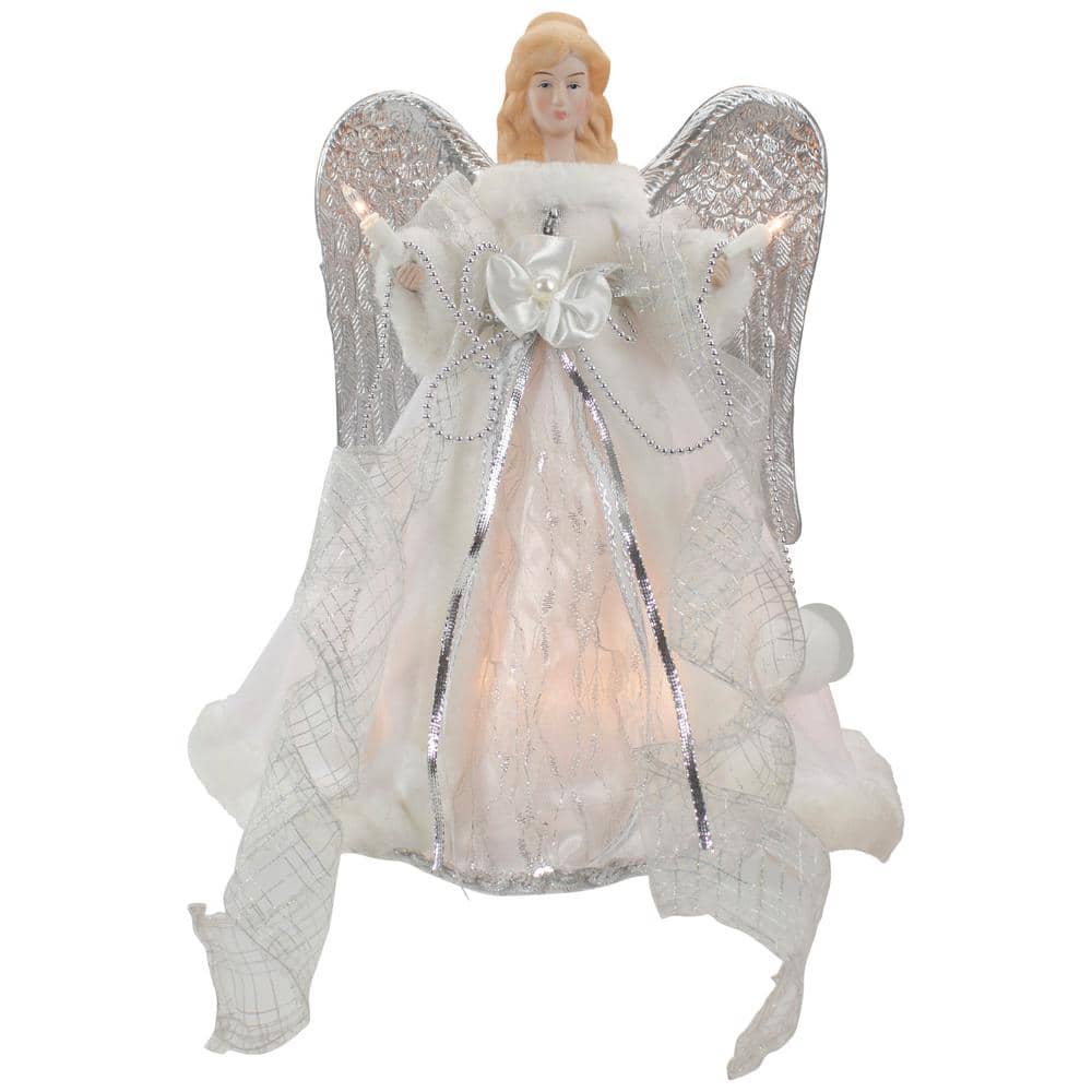 Northlight in. Lighted Silver and with Wings Christmas Tree Topper - Clear Lights 34850966 - Home Depot
