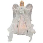 12 in. Lighted Silver and White Angel with Wings Christmas Tree Topper - Clear Lights