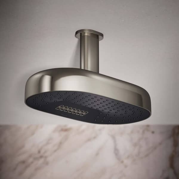 Statement Oblong 2-Spray Patterns 1.75 GPM 14 in. Ceiling Mount Rainhead Fixed Shower Head in Vibrant Polished Nickel