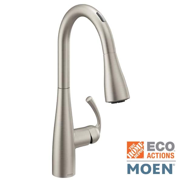 Moen U Essie Single Handle Pull Down Sprayer Smart Kitchen Faucet With Voice Control In Spot Resist Stainless
