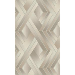 Taupe and Grey Soft Vignette Geometric Stripes Wallpaper w/ Non-Woven Material Non-Pasted Covered 57 sq. ft. Double Roll