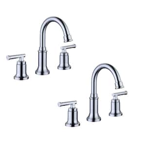 Oswell 8 in. Widespread Double-Handle High-Arc Bathroom Faucet in Chrome (2-Pack)