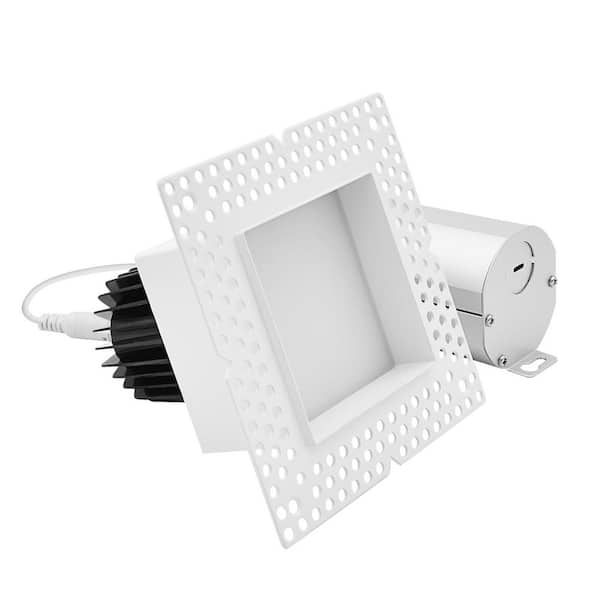 3 in. Integrated LED Regressed Square Trimless Spotlight, Push N’ Lock, 5CCT, 15W, 950LM, Dimmable, CRI90, 120-277V, ETL