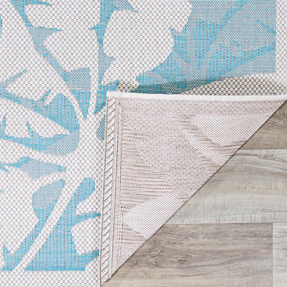 Monaco Ivory-Turquoise Synthetic 2x8 Geometric Runner Rug