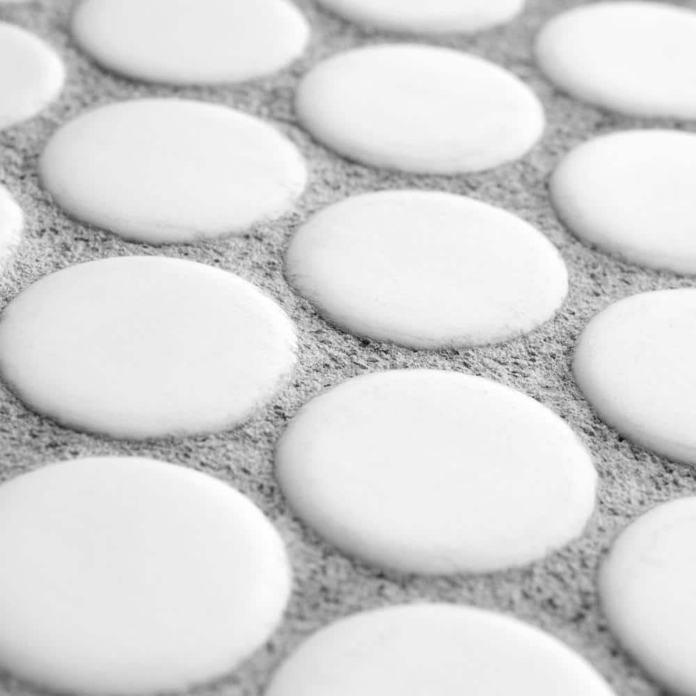 Hudson Penny Round Matte White Porcelain Mosaic Tile 12x12