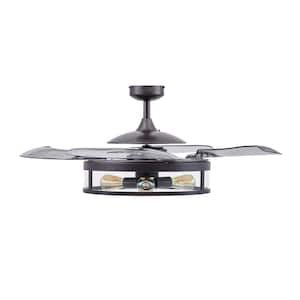 Classic Antique Black and Smoke Retractable 4-Blade 48 in. 3-Light AC Ceiling Fan