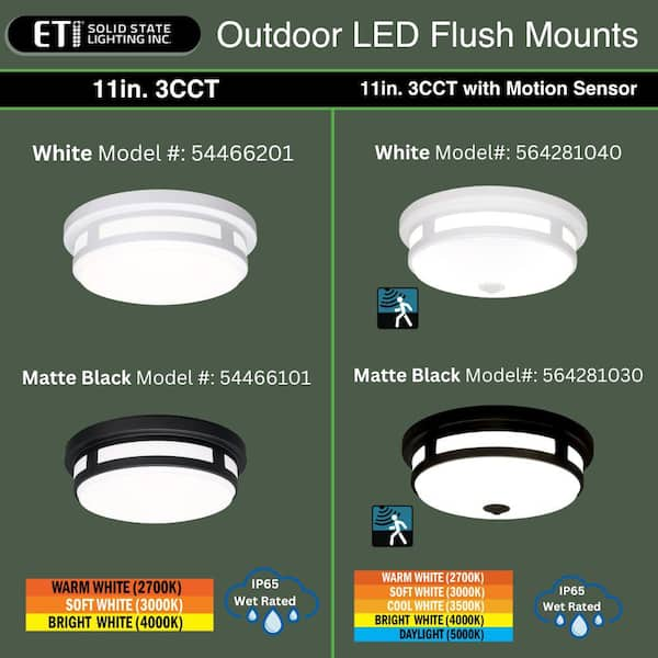 ETi 11 in. Round Black Exterior Outdoor Motion Sensing LED Ceiling