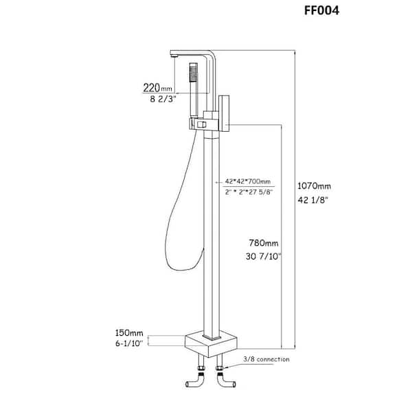 Brushed Nickel 1-Handle Freestanding Tub Faucet with Handheld Shower Head
