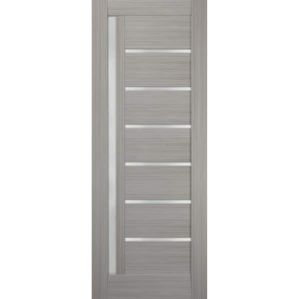 32 in. x 80 in. Solid MDF Frosted Glass Gray Ash Interior Door Slab
