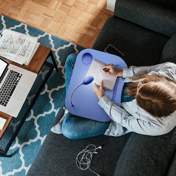 Lavish Home Foam Cushion Laptop Lap Desk with LED Gooseneck Light in Blue