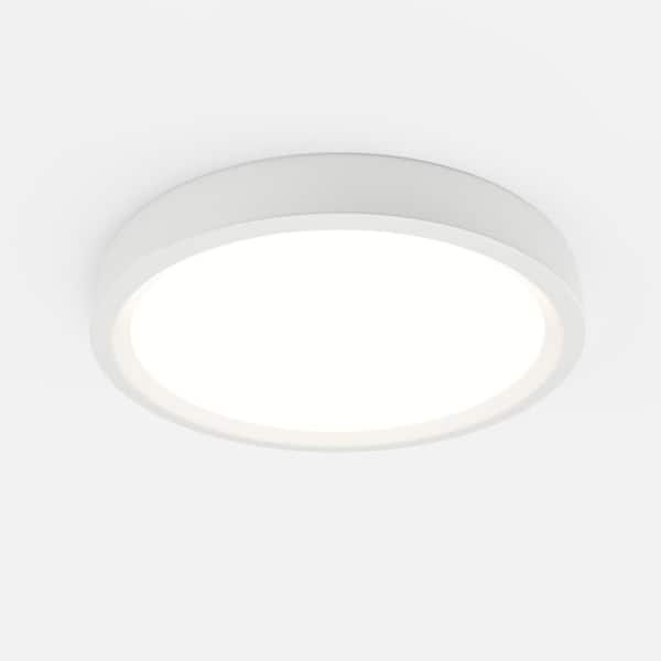 White 12" Round Integrated LED Surface Light, Slim Flush Mount Ceiling Light, Low Glare, Edge-Lit Tech, 3000K 1800 Lumen