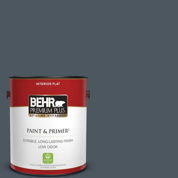 BEHR PREMIUM PLUS 1 gal. #N480-7 Midnight Blue Flat Low Odor Interior Paint  & Primer 130001 - The Home Depot