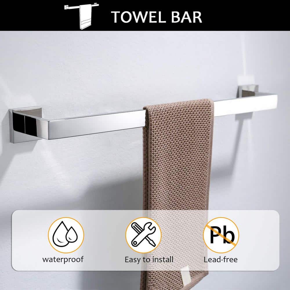 Chrome Stainless Steel Wall-Mounted Bathroom Towel Rack Set