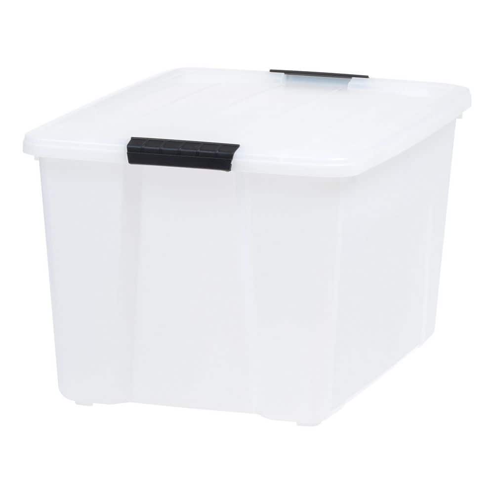 53 Qt./13.25 Gal. Stackable Nesting Storage Tote with Black Latching Clips, White price history on PriceWatchPro
