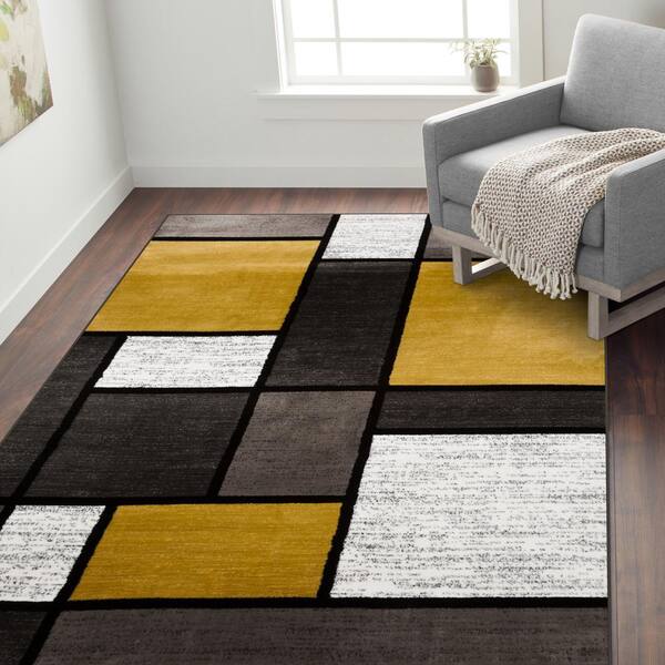 Gray Yellow 7 Ft 10 In X 2, Rug Yellow And Gray
