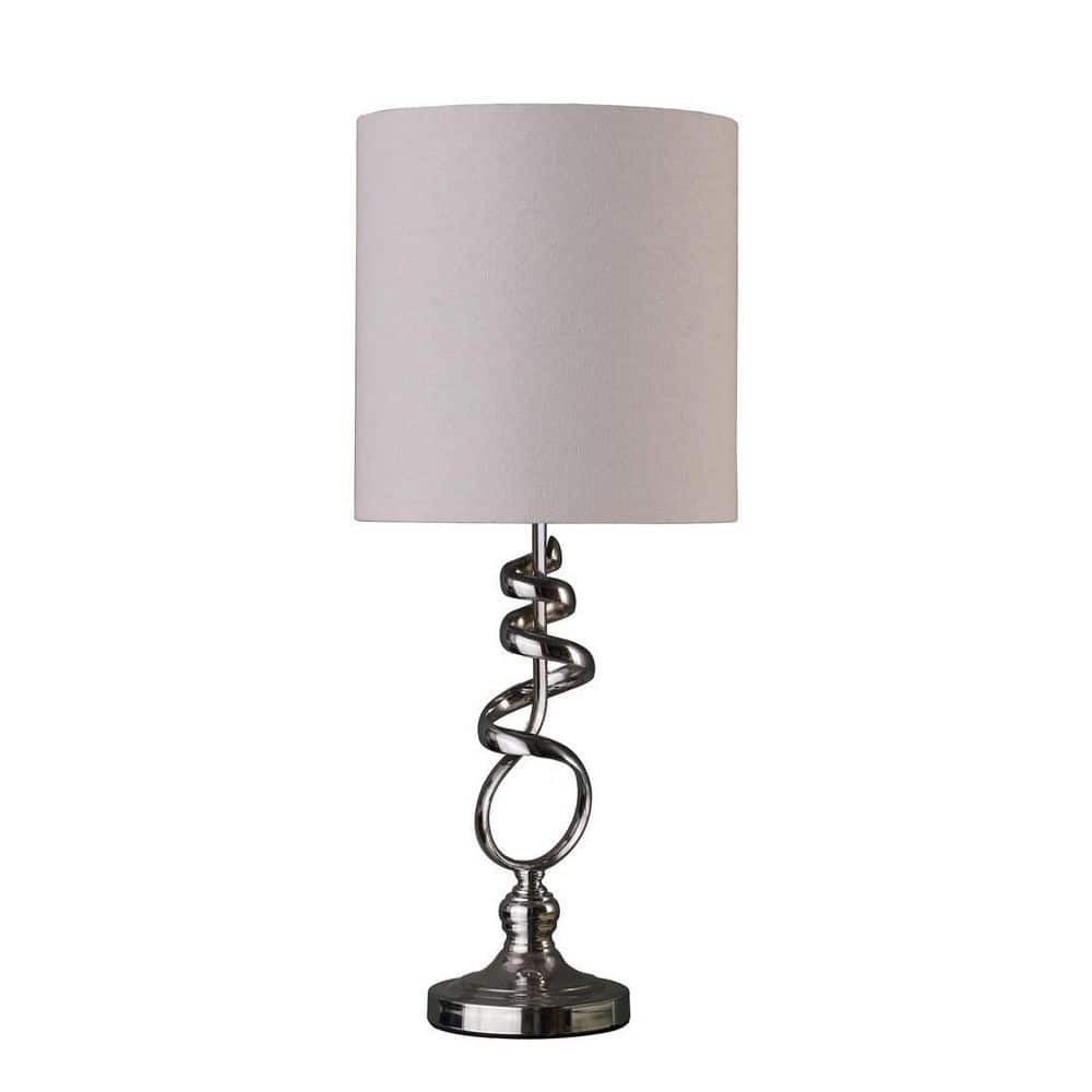 21.5 in. Silver Bedside Table Lamp for Living Room, Bedroom with White Linen Shade No Bulbs Included price history on PriceWatchPro
