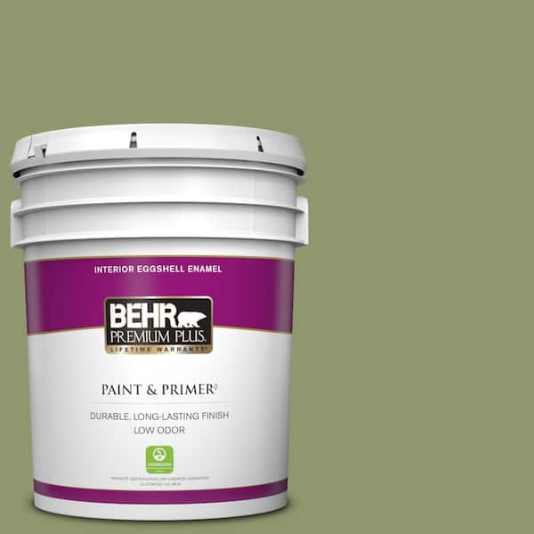 BEHR PREMIUM PLUS 5 gal. #410F-5 Boston Fern Eggshell Enamel Low Odor Interior Paint & Primer