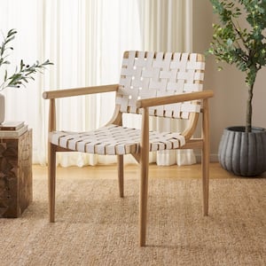 Dionne Natural/White Leather Flowing Arm Chair
