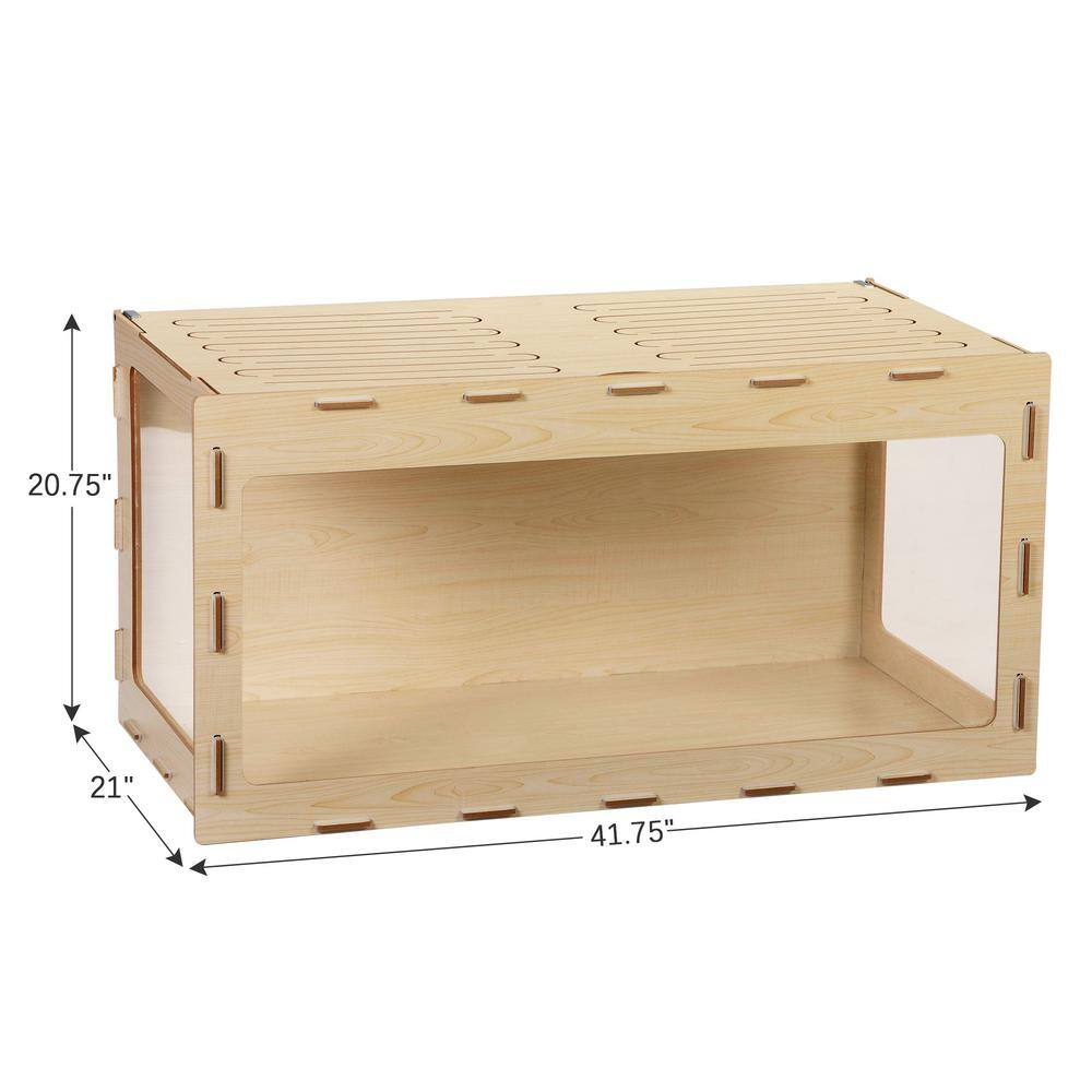 Natural Wood Large Hamster Cage with Acrylic Panels