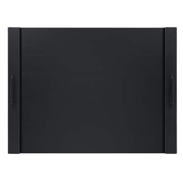 29.5 in. x 22 in. Noodle Board Stove Cover with 2-Metal Handles for Electric Gas Stove Top, Black Finish Bamboo Wood