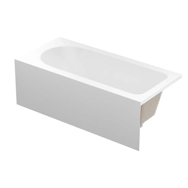 59 in. x 27.56 in. Apron Front Soaking Bathtub with Left-Hand Drain in White