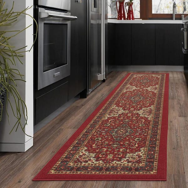 Ottomanson Non Shedding Washable Wrinkle-Free Cotton Utensils 2 x 5 Kitchen Runner Rug,1 ft. 8 in.x4 ft. 11 in., Black/Multicolor