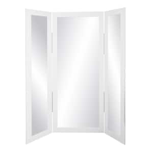 Full Body White Tri Fold Dressing Mirror (71 in. H x 64 in. W)