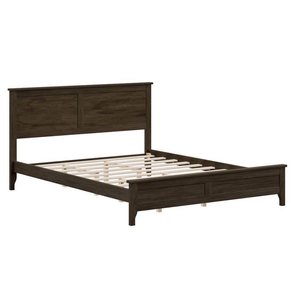 Morgan Modern Brown Wood Frame Full Size Platform Bed with Sturdy Wooden Slats Support - thumbnail 3