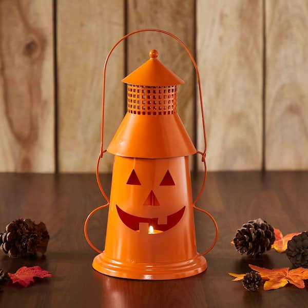 Halloween Lantern Orange Metal Tealight Holder 1-Pack