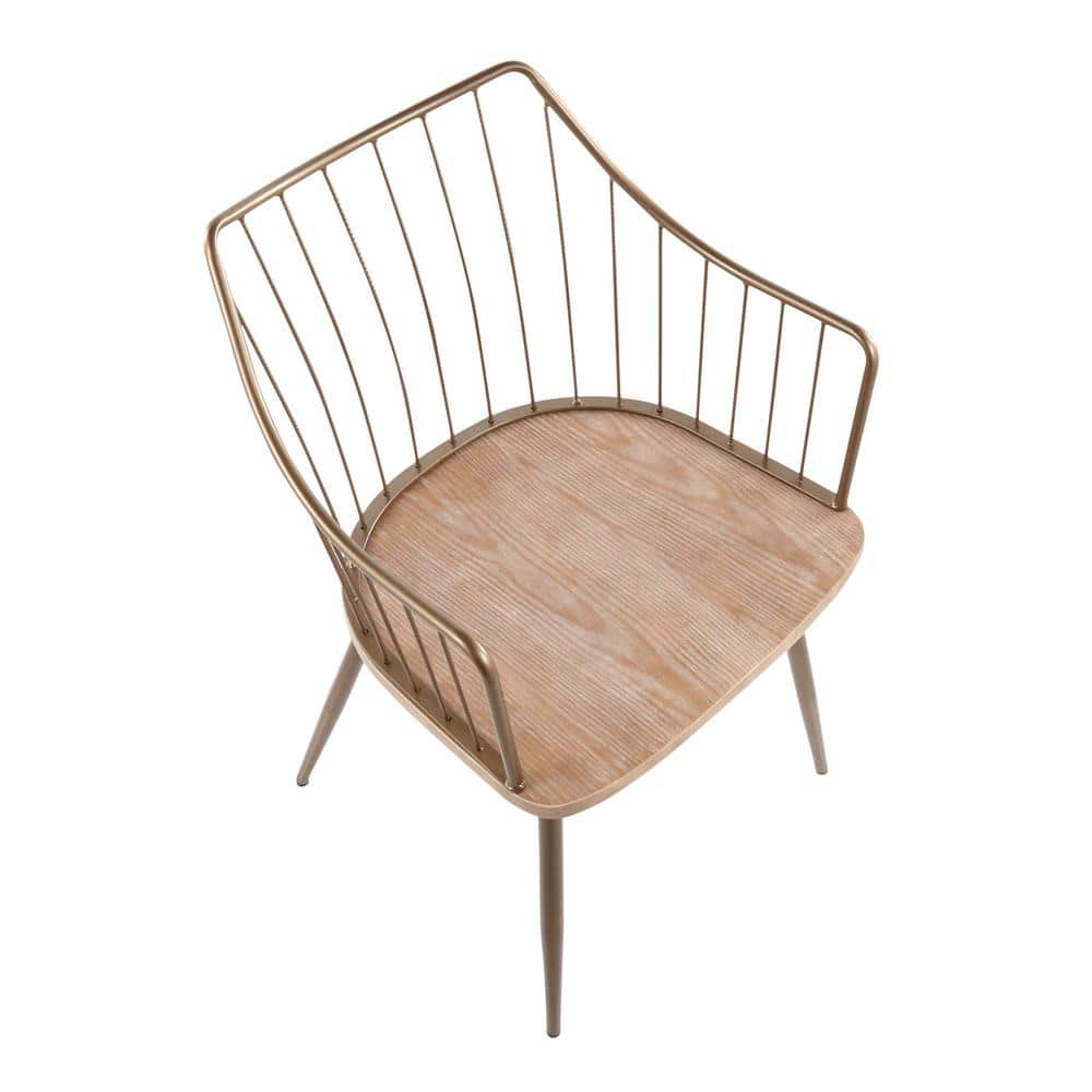 Windsor High Slat Back Arm Chair in Antique Copper and White Wash