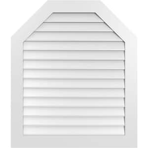 36 in. x 42 in. Octagonal Top Surface Mount PVC Gable Vent: Decorative with Standard Frame