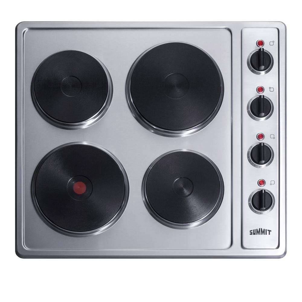 24 in. Solid Disk Electric Cooktop in Stainless Steel with 4 Elements