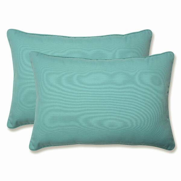 Pillow Perfect Solid Blue Rectangular Outdoor Lumbar Throw Pillow 2-Pack