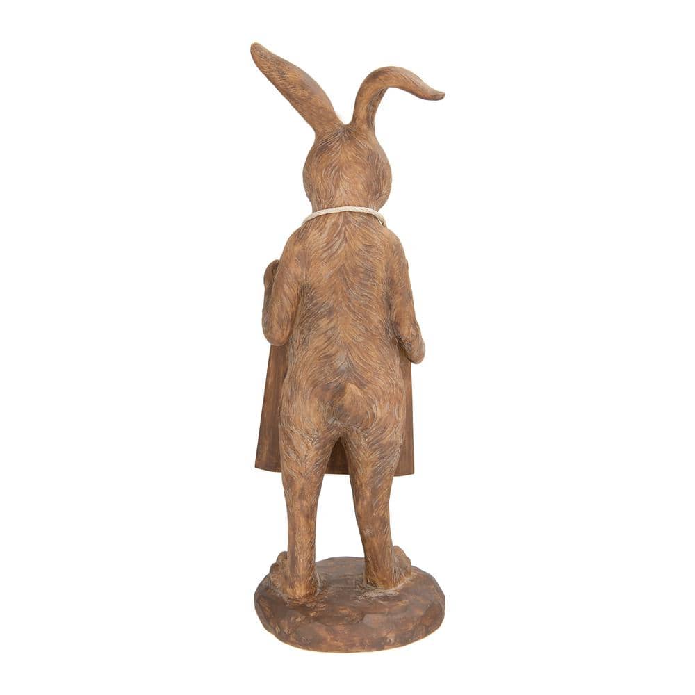 Brown Resin Rabbit Figurine with Chalkboard, 19.88" Height