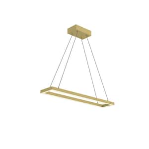 Piazza 30 in. 1 Light 36-Watt Brushed Gold Integrated LED Pendant Light