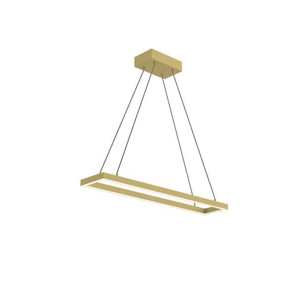 KUZCO Piazza 30 in. 1 Light 36-Watt Brushed Gold Integrated LED Pendant Light
