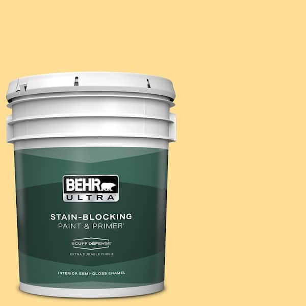 BEHR ULTRA 5 gal. #350B-5 Straw Hat Extra Durable Semi-Gloss Enamel Interior Paint & Primer